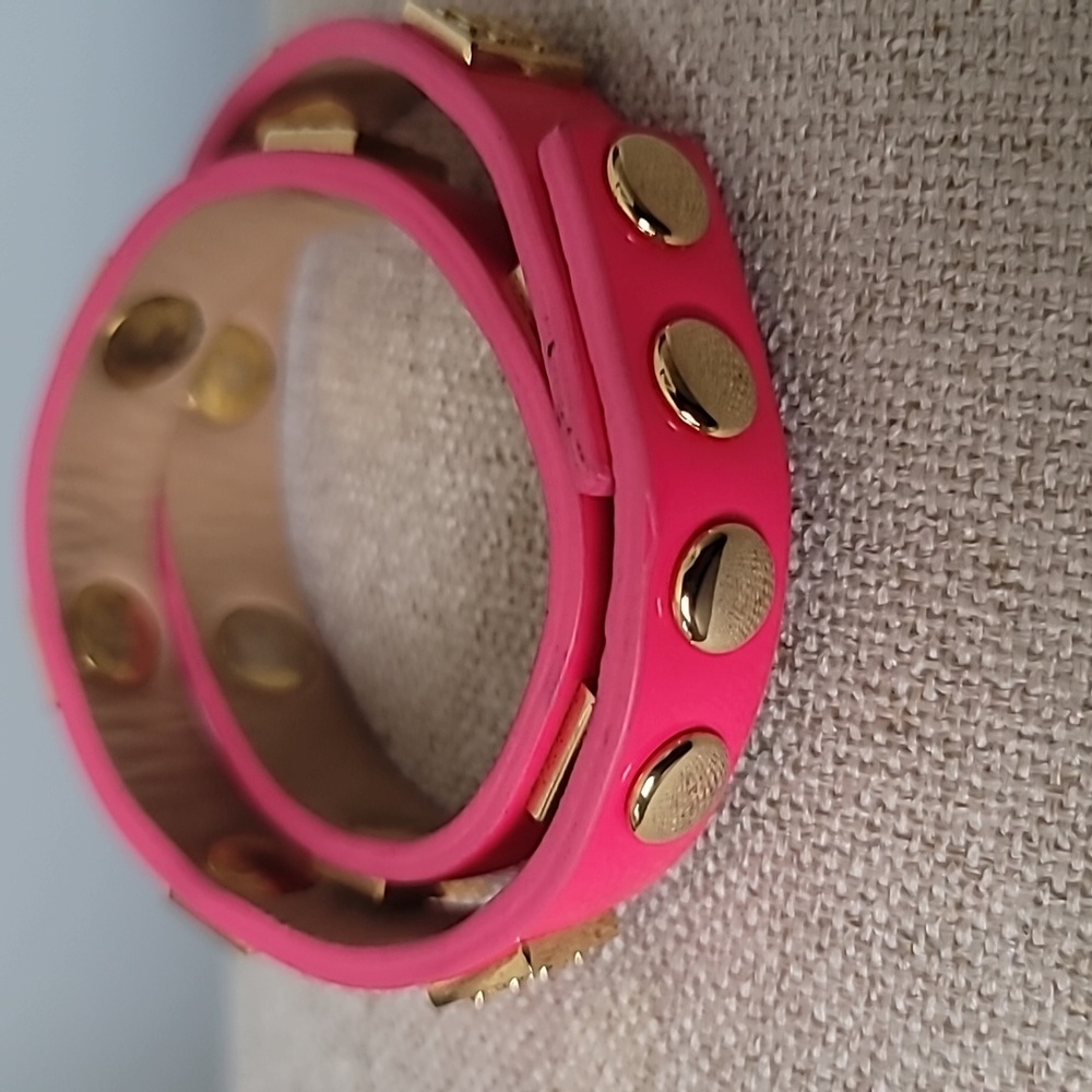 Rustic Cuff Pink Patent Double Wrap Bracelet Meag… - image 2